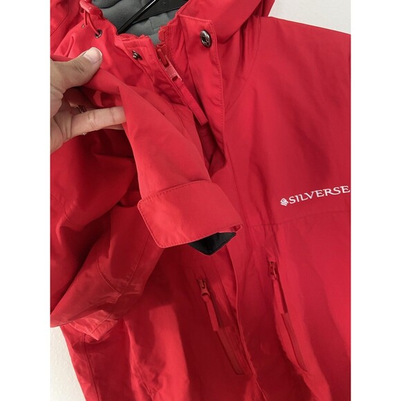 Silversea Expeditions All Weather Coat Jacket Medium Red Mens Hooded Full Zip - Picture 6 of 16